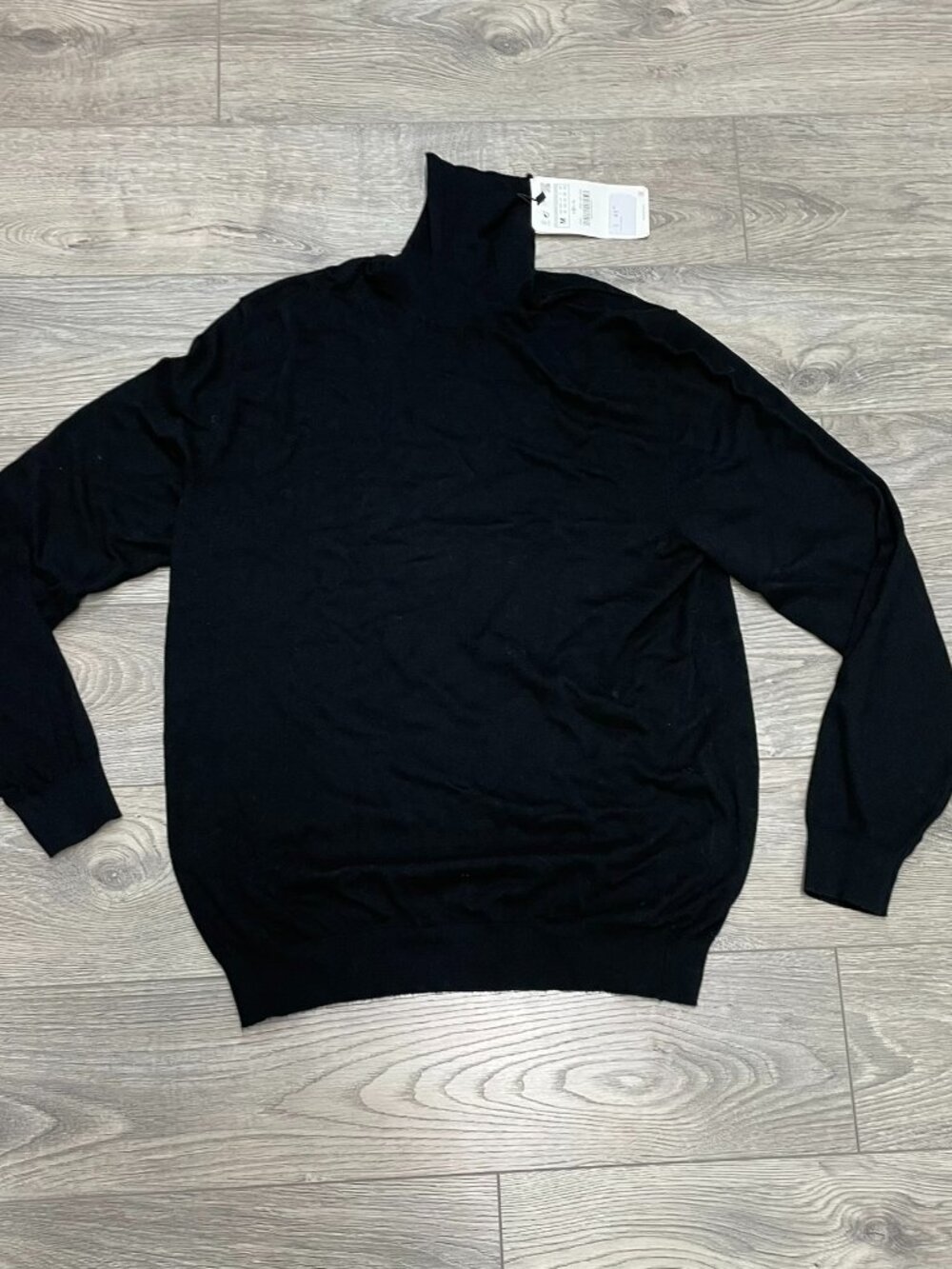 ZARA Womens Black High Neck Turtleneck Knit Sweater Top Size M NWT‎ Minimalist